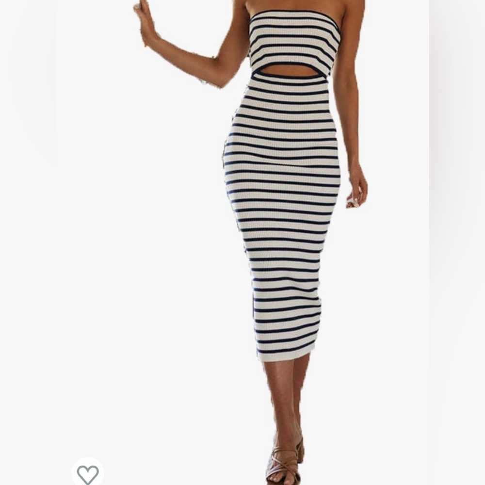 Amazon knit strapless cut out dress
